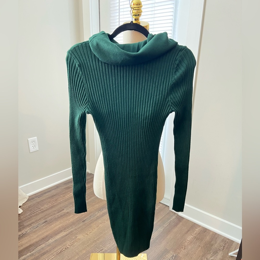 Green Ribbed Knit Dress